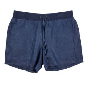 Talbots Pull-on Linen Shorts  Women's Size M  Blue  Drawstring Ribbed Knit Waist